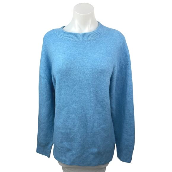 Zara Women Blue Wool Crew Neck Oversized Long Sleeve Pullover Sweater Top Size S - Picture 1 of 5